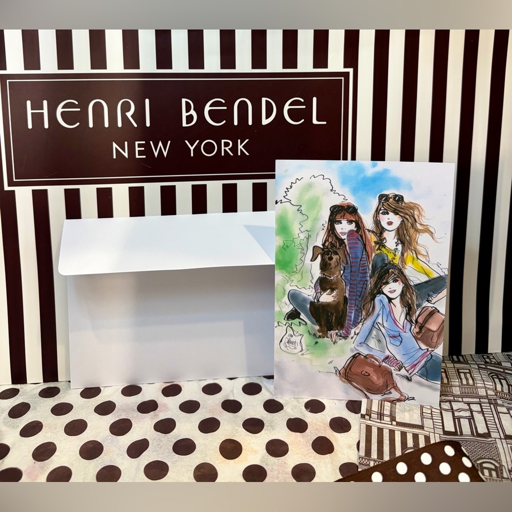 UNUSED HENRI BENDEL Illustration Card Featuring BENDEL GIRLS enjoying the day💃🐶